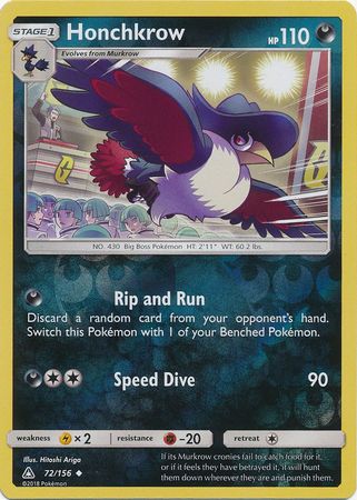 Honchkrow : ULTRA PRISM (Reverse holo) - 72/156