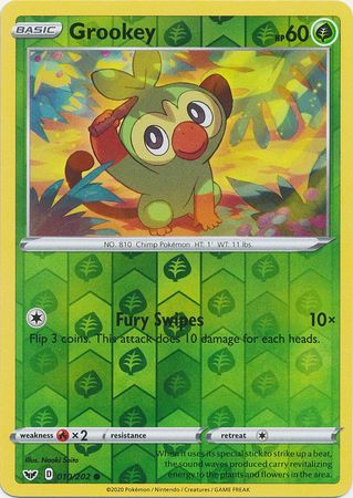 Grookey : SWORD & SHIELD BASE (Reverse holo) - 010/202