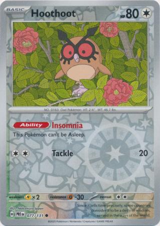 Hoothoot : PRISMATIC EVOLUTIONS (Reverse holo) - 077/131