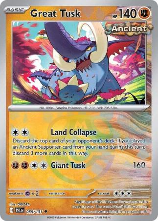 Great Tusk : PRISMATIC EVOLUTIONS (Masterball Reverse holo) - 055/131