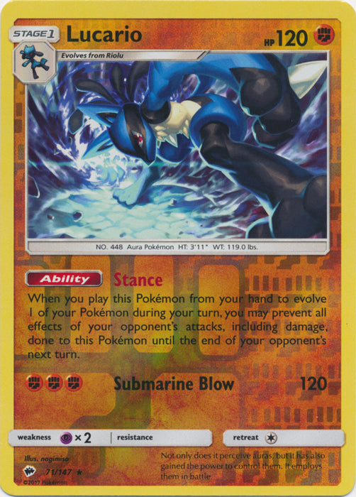Lucario : BURNING SHADOWS (Reverse holo) - 71/147