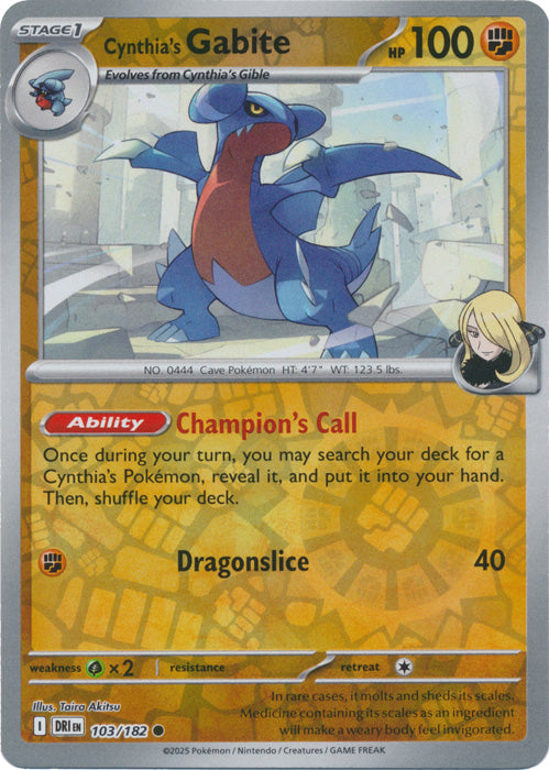 Cynthia's Gabite : DESTINED RIVALS (Reverse holo) - 103/182