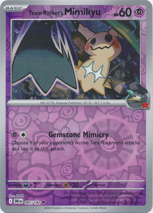 Team Rocket's Mimikyu : DESTINED RIVALS (Reverse holo) - 087/182