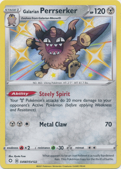 Galarian Perrserker : SHINING FATES - SV087/SV122