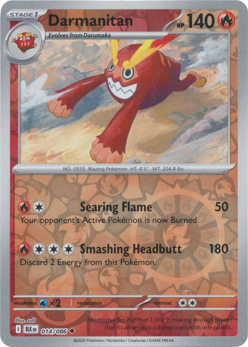 Darmanitan : BLACK BOLT (Reverse holo) - 014/086
