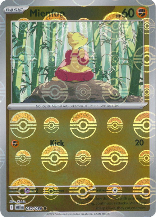 Mienfoo : WHITE FLARE (Pokeball Reverse holo) - 052/086
