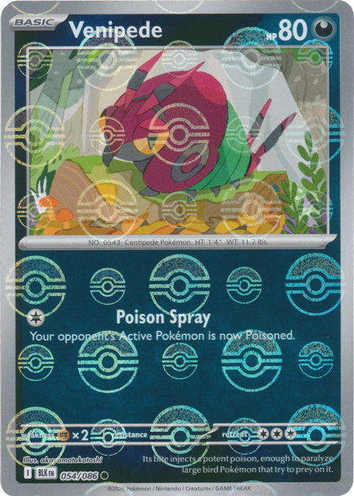 Venipede : BLACK BOLT (Pokeball Reverse holo) - 054/086