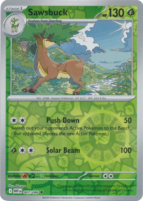 Sawsbuck : WHITE FLARE (Reverse holo) - 007/086