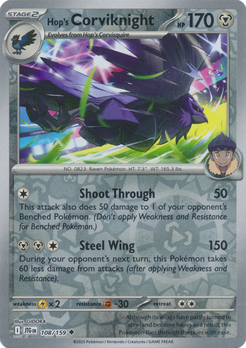Hop's Corviknight : JOURNEY TOGETHER (Reverse holo) - 108/159