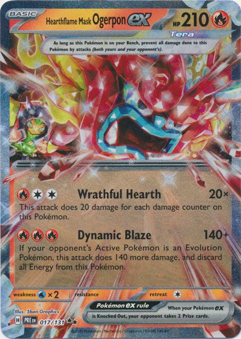 Hearthflame Mask Ogerpon ex : PRISMATIC EVOLUTIONS - 017/131