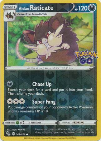 Alolan Raticate : POKEMON GO! (Reverse holo) - 042/078