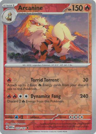 Arcanine : 151 (Reverse holo) - 059/165