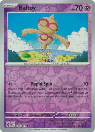Baltoy : OBSIDIAN FLAMES (Reverse holo) - 094/197