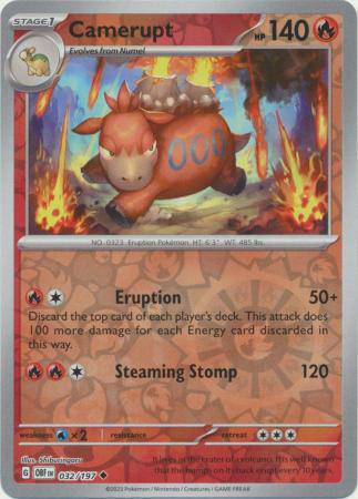 Camerupt : OBSIDIAN FLAMES (Reverse holo) - 032/197