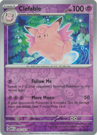 Clefable : 151 (Reverse holo) - 036/165