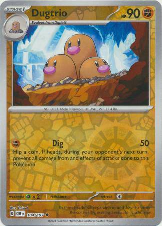 Dugtrio : OBSIDIAN FLAMES (Reverse holo) - 104/197