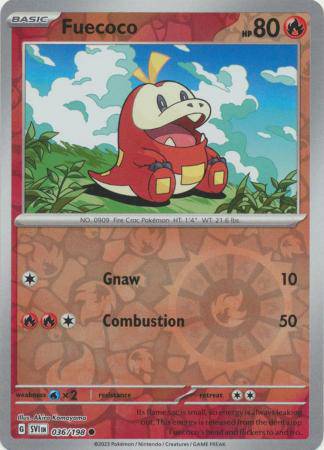 Fuecoco : SCARLET & VIOLET BASE (Reverse holo) - 036/198