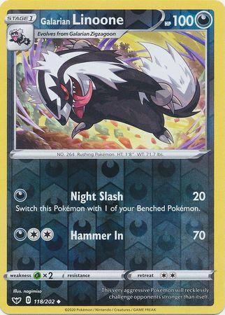 Galarian Linoone : SWORD & SHIELD BASE (Reverse holo) - 118/202