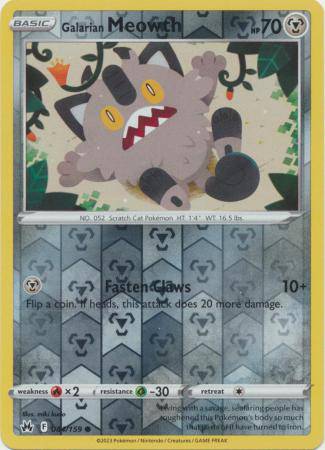 Galarian Meowth : CROWN ZENITH (Reverse holo) - 084/159