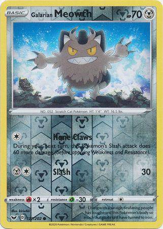 Galarian Meowth : SWORD & SHIELD BASE (Reverse holo) - 127/202