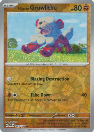 Hisuian Growlithe : TWILIGHT MASQUERADE (Reverse holo) - 099/167