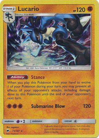 Lucario : BURNING SHADOWS (Holo) - 71/147 - Lockett Labs UK