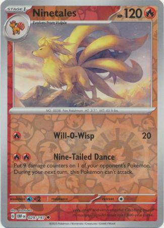 Ninetales : OBSIDIAN FLAMES (Reverse holo) - 029/197