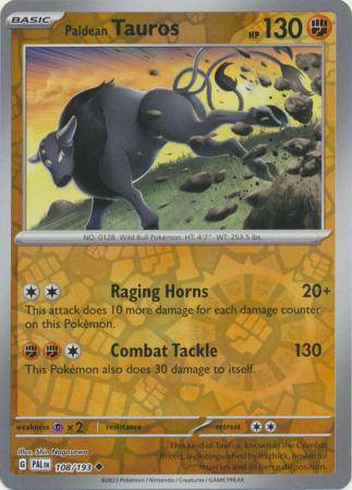 Paldean Tauros : PALDEA EVOLVED (Reverse holo) - 108/193