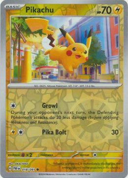Pikachu : PALDEAN FATES (Reverse holo) - 018/091