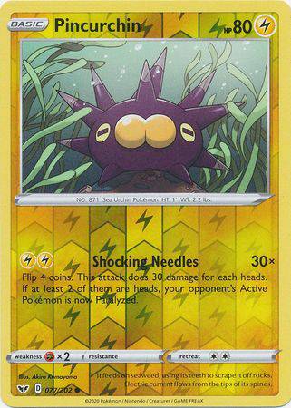 Pincurchin : SWORD & SHIELD BASE (Reverse holo) - 077/202