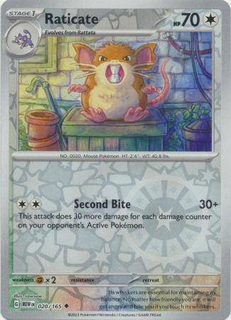 Raticate : 151 (Reverse holo) - 020/165