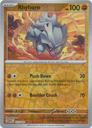 Rhyhorn : 151 (Reverse holo) - 111/165