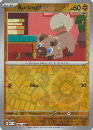 Rockruff : OBSIDIAN FLAMES (Reverse holo) - 116/197