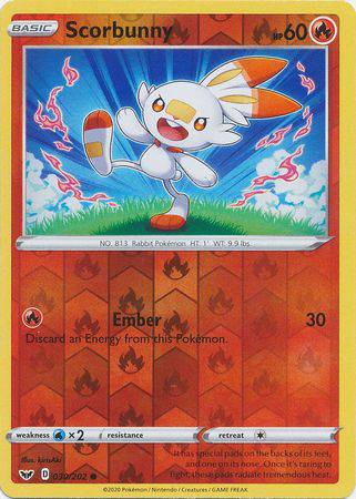 Scorbunny : SWORD & SHIELD BASE (Reverse holo) - 030/202