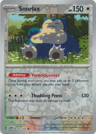 Snorlax : 151 (Reverse holo) - 143/165
