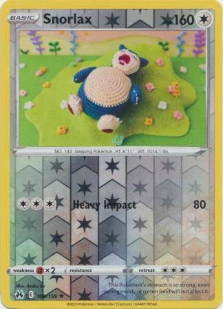 Snorlax : CROWN ZENITH (Reverse holo) - 109/159