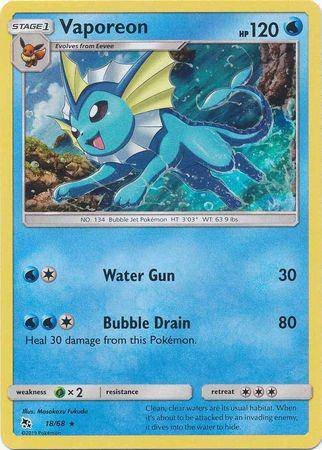 Vaporeon : HIDDEN FATES (Holo) - 18/68 - Lockett Labs UK