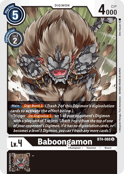 Baboongamon : GREAT LEGEND - BT4-068 - Lockett Labs UK