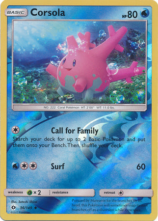 Corsola : SUN & MOON BASE (Reverse holo) - 36/149