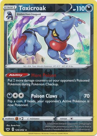 Toxicroak : SWORD & SHIELD BASE (Reverse holo) - 124/202