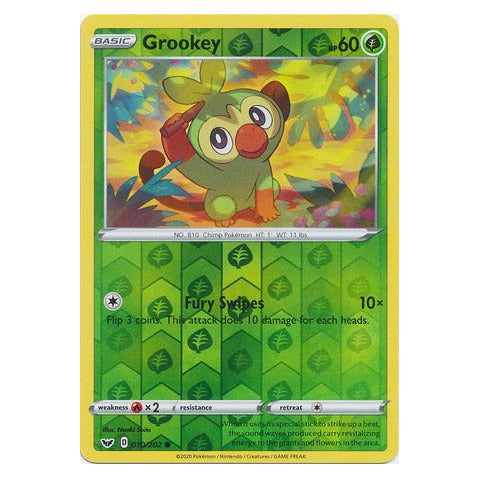 Grookey : SWORD & SHIELD BASE (Reverse holo) - 010/202