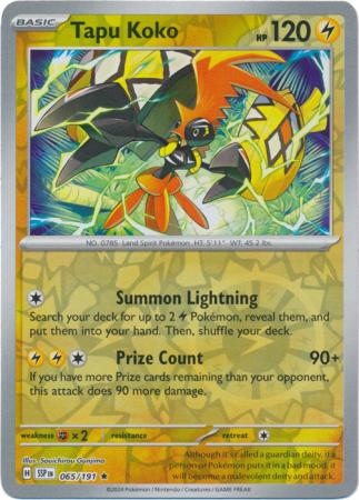 Tapu Koko : SURGING SPARKS (Reverse holo) - 065/191 - Lockett Labs UK