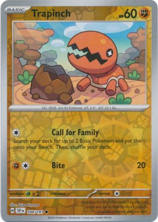Trapinch : SURGING SPARKS (Reverse holo) - 104/191 - Lockett Labs UK