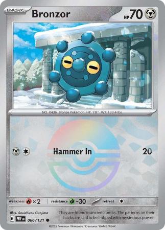 Bronzor : PRISMATIC EVOLUTIONS (Pokeball Reverse holo) - 066/131 - Lockett Labs UK