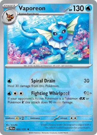 Vaporeon : PRISMATIC EVOLUTIONS (Masterball Reverse holo) - 022/131