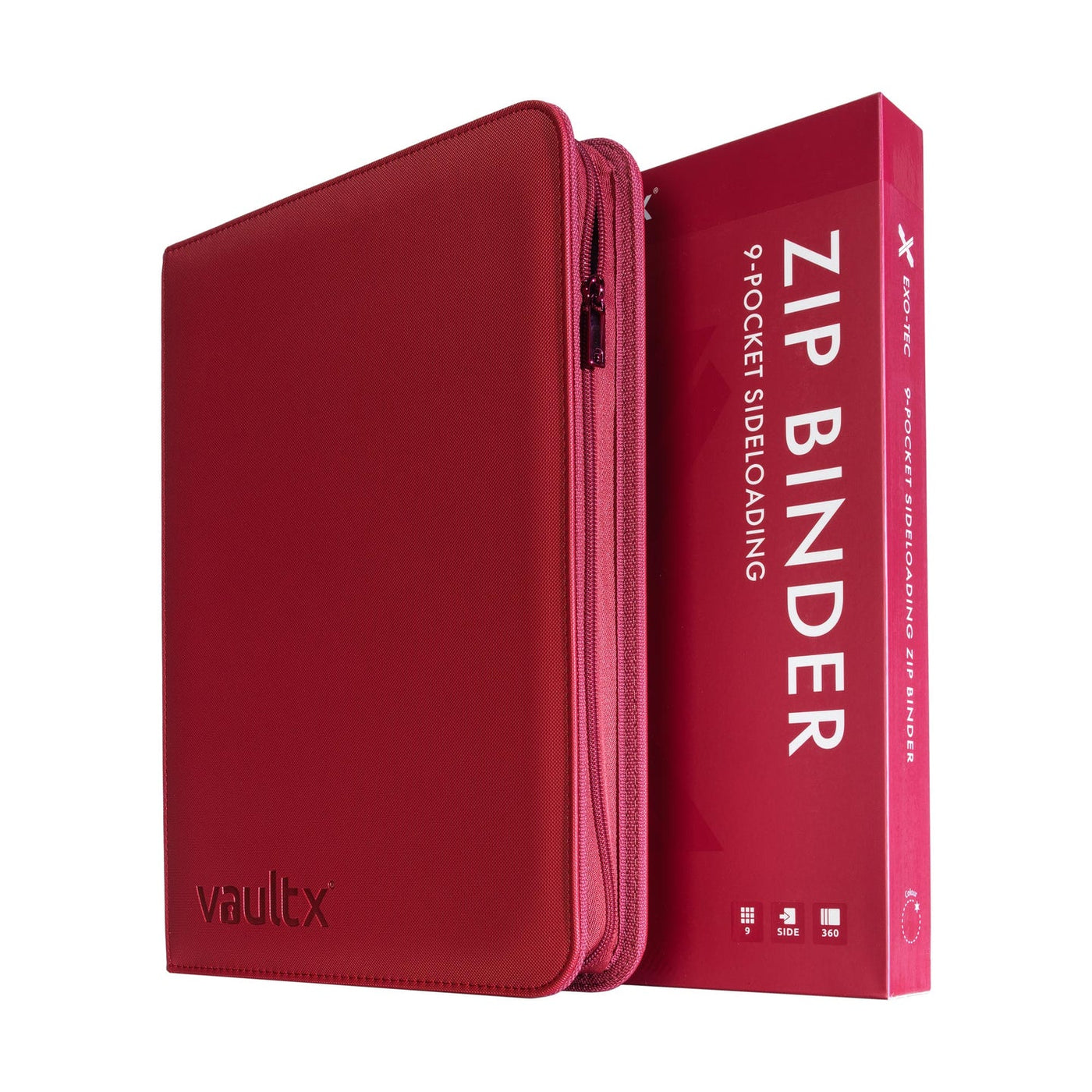 Vault X : 9-Pocket Exo-Tec Zip Binder - Metallic Red - Lockett Labs UK