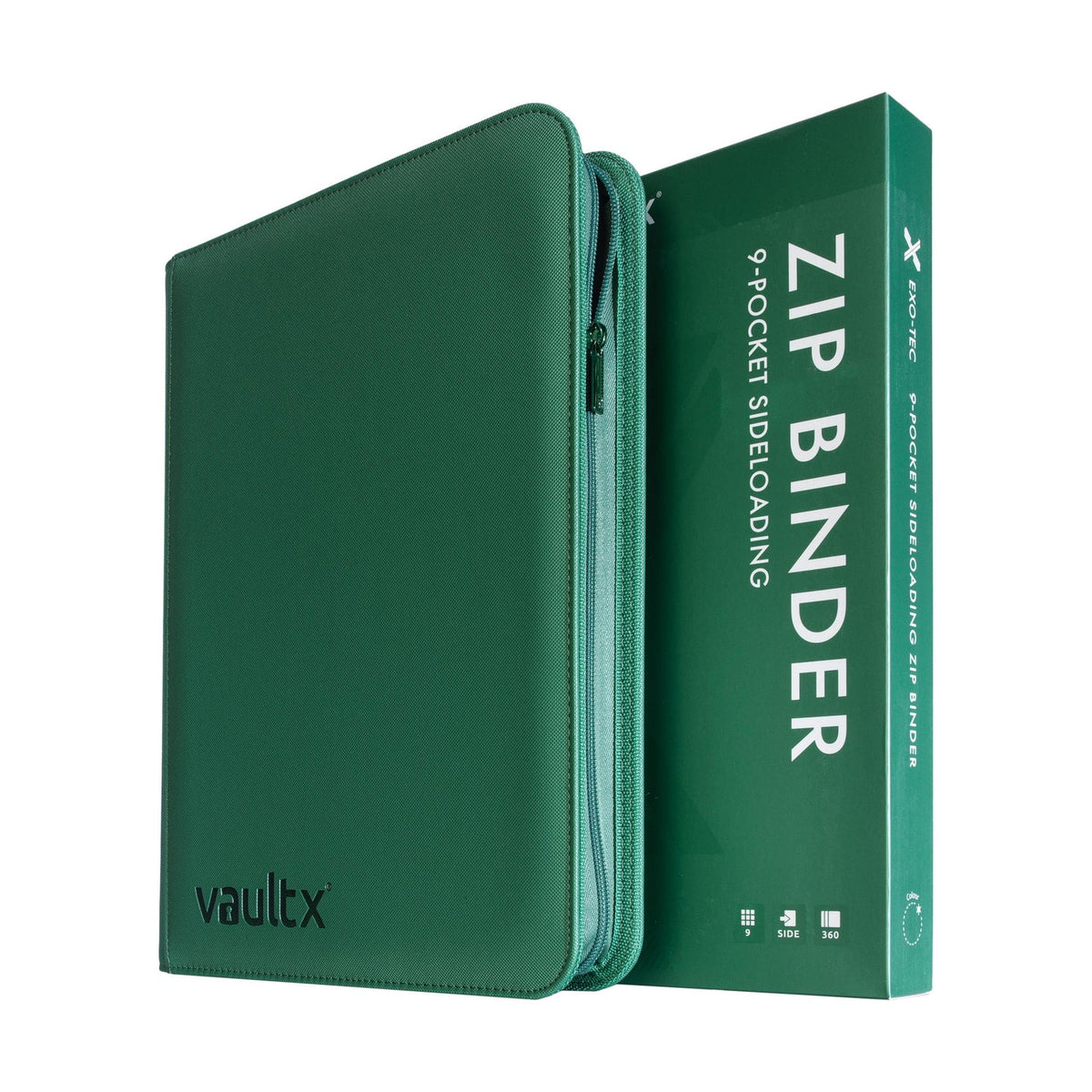 Vault X : 9-Pocket Exo-Tec Zip Binder - Metallic Green - Lockett Labs UK