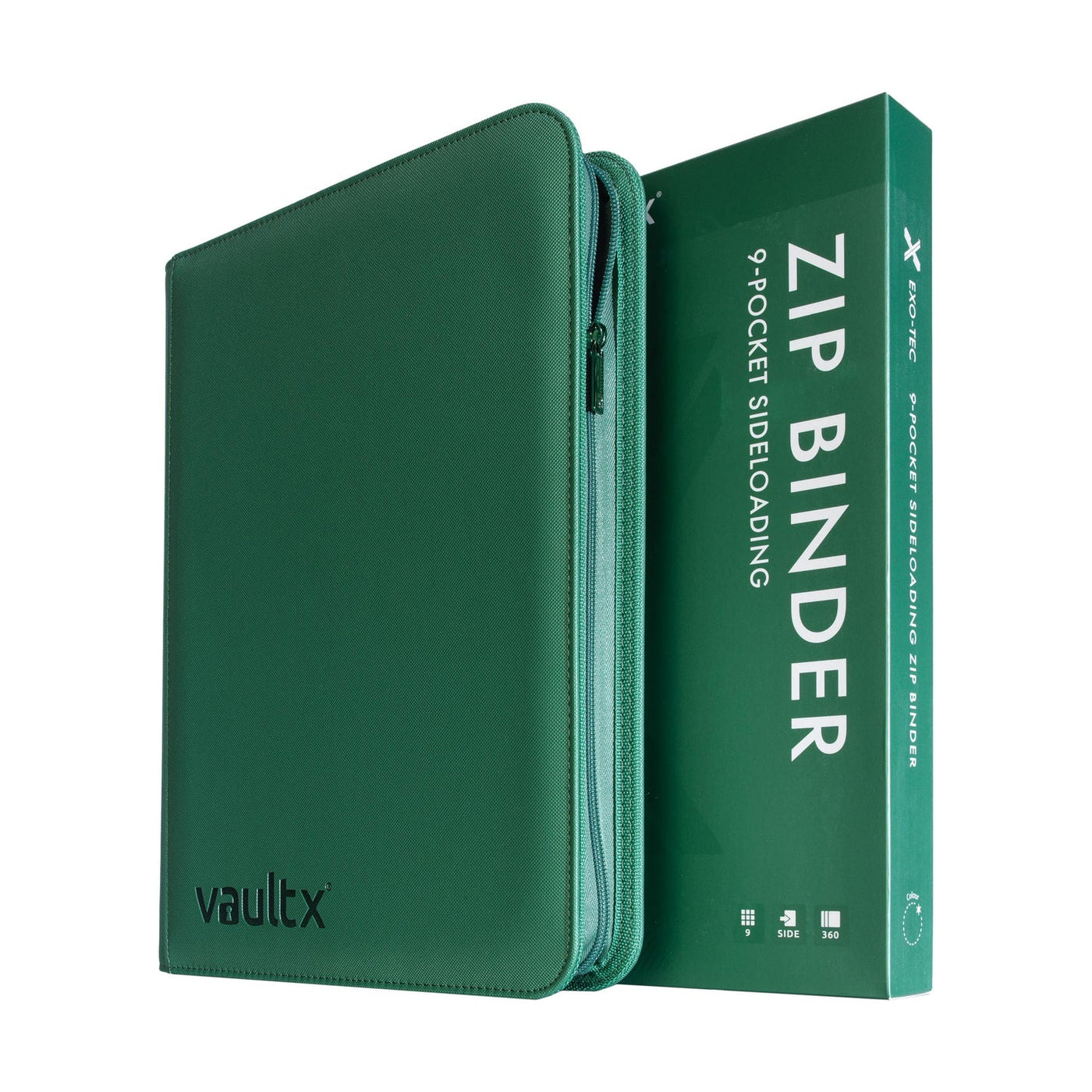 Vault X : 9-Pocket Exo-Tec Zip Binder - Metallic Green - Lockett Labs UK