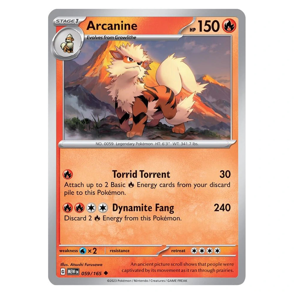 Arcanine : 151 - 059/165 trading card