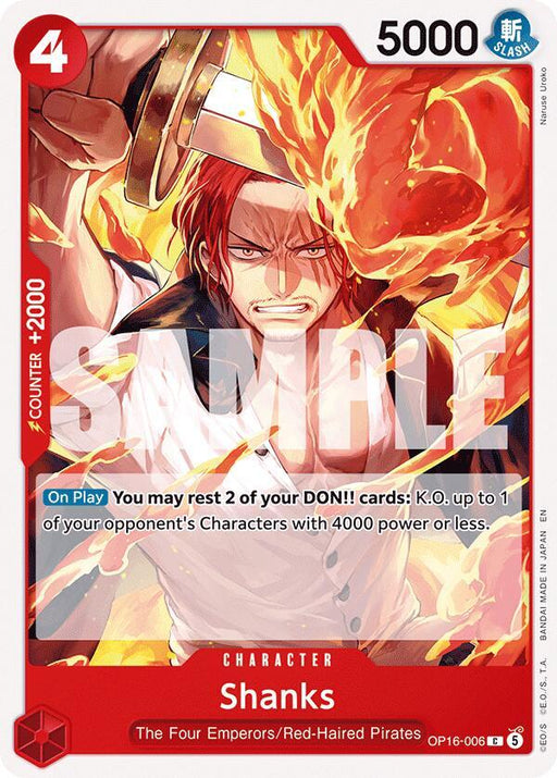 Shanks : THE TIME OF BATTLE - OP16-006 trading card